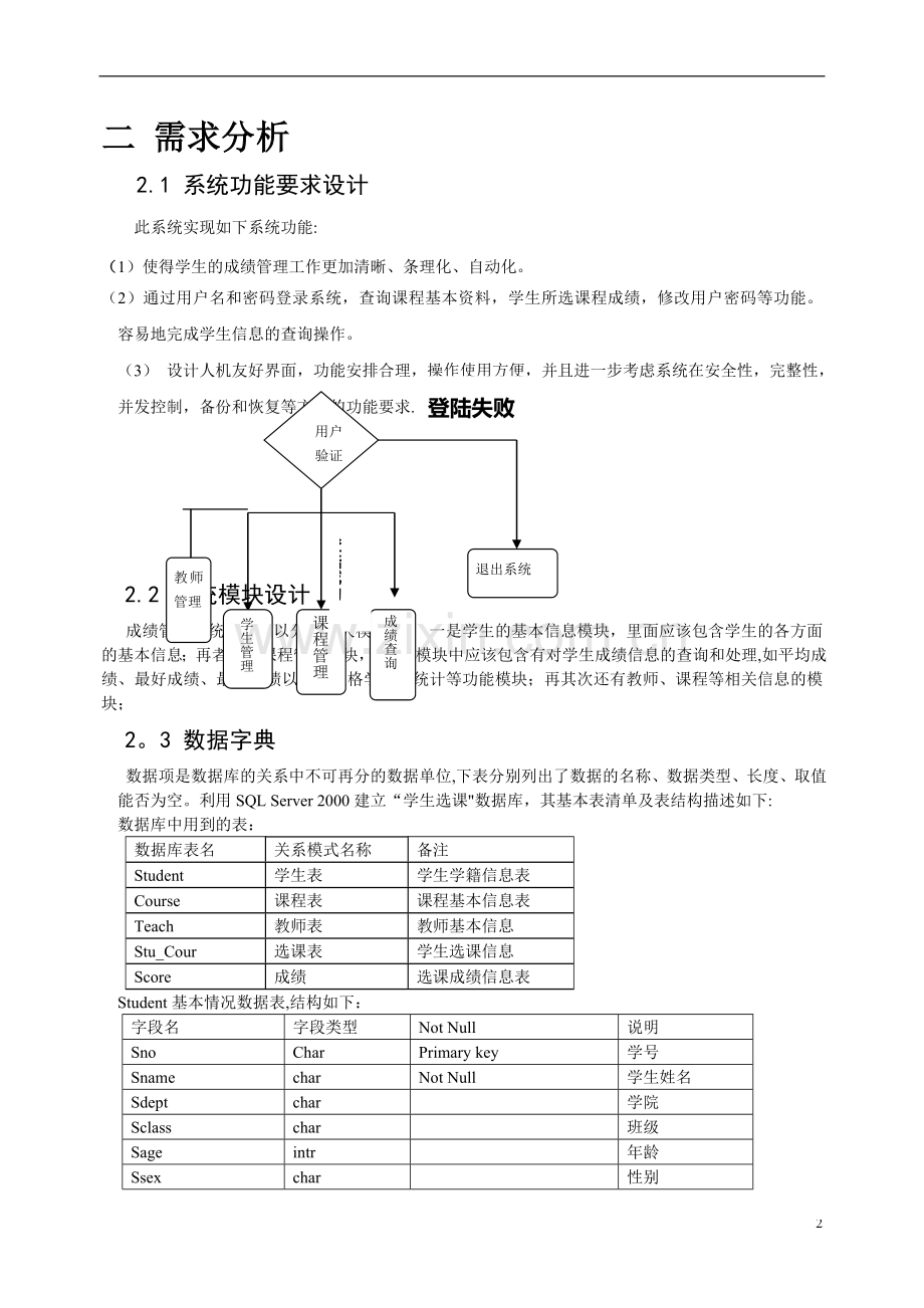 数据库课程设计--学生选课成绩管理系统.doc_第2页