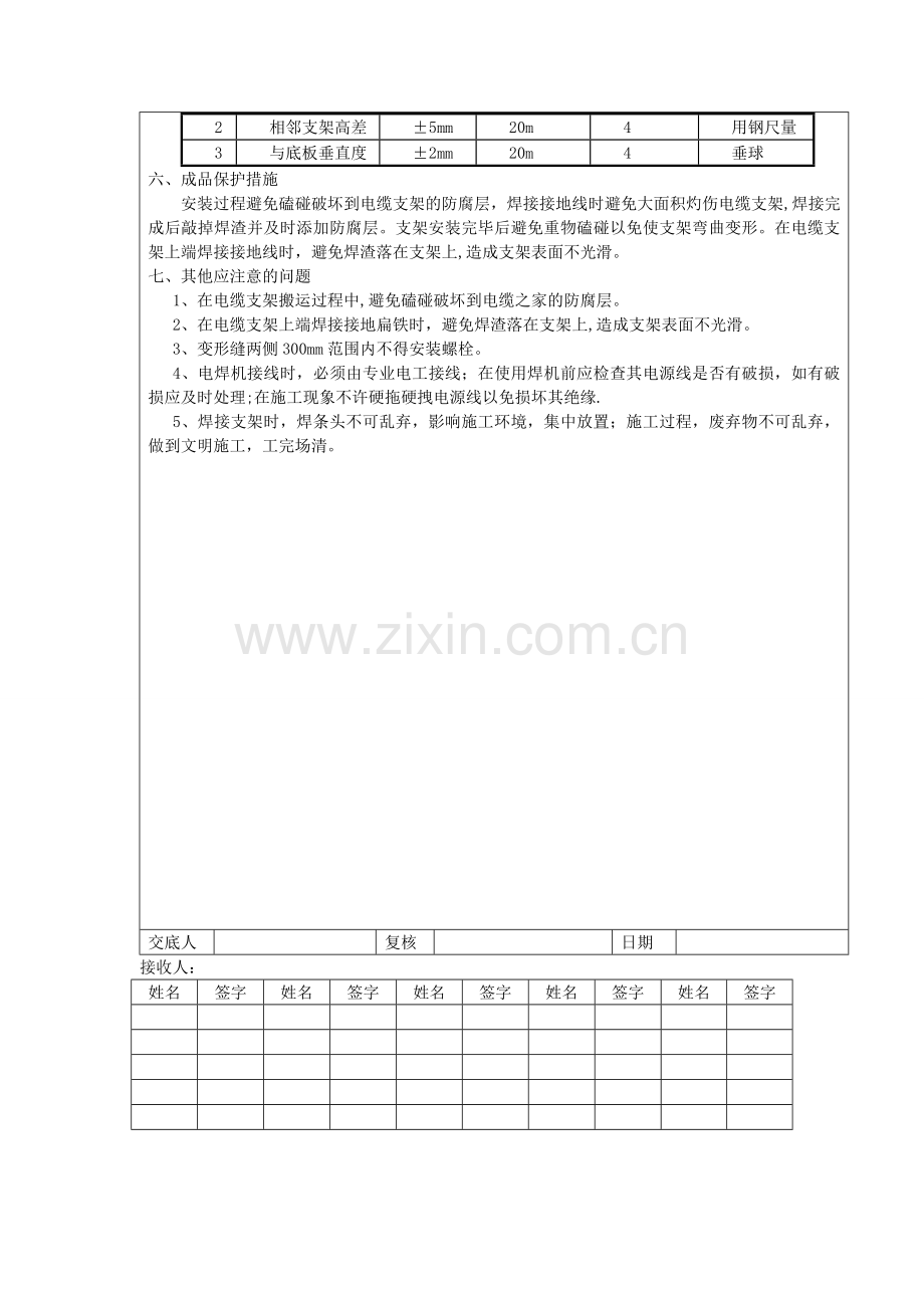 电缆沟电缆支架安装技术交底.doc_第2页