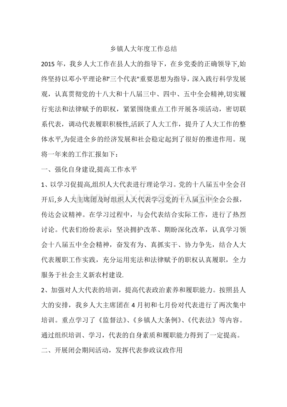 乡镇人大年度工作总结.docx_第1页