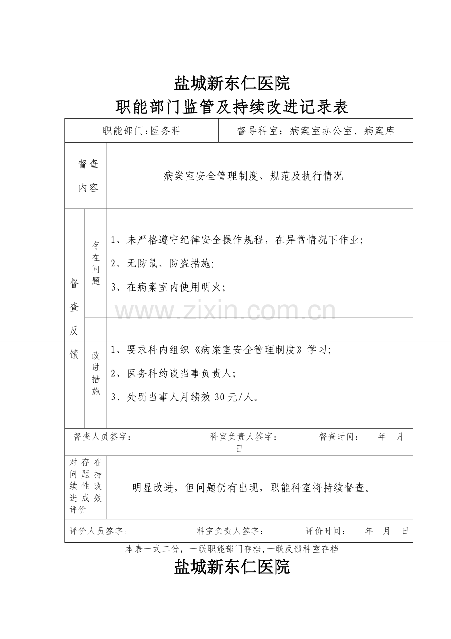 职能部门监管及持续改进记录表(4-23).doc_第1页