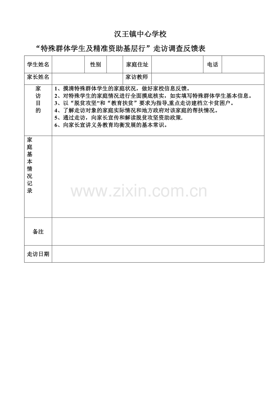 家访情况反馈表(表样).doc_第1页