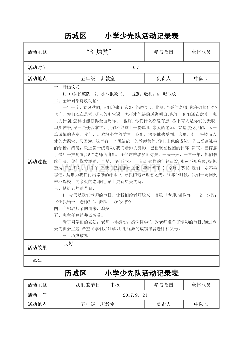 少先队活动记录表.doc_第1页