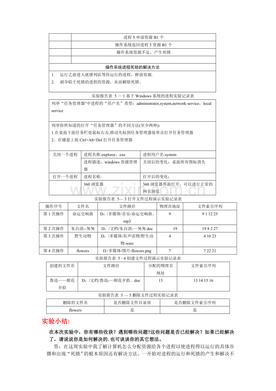 实验5-操作系统进程与文件管理--实验报告表-&--作业-5.doc_第2页