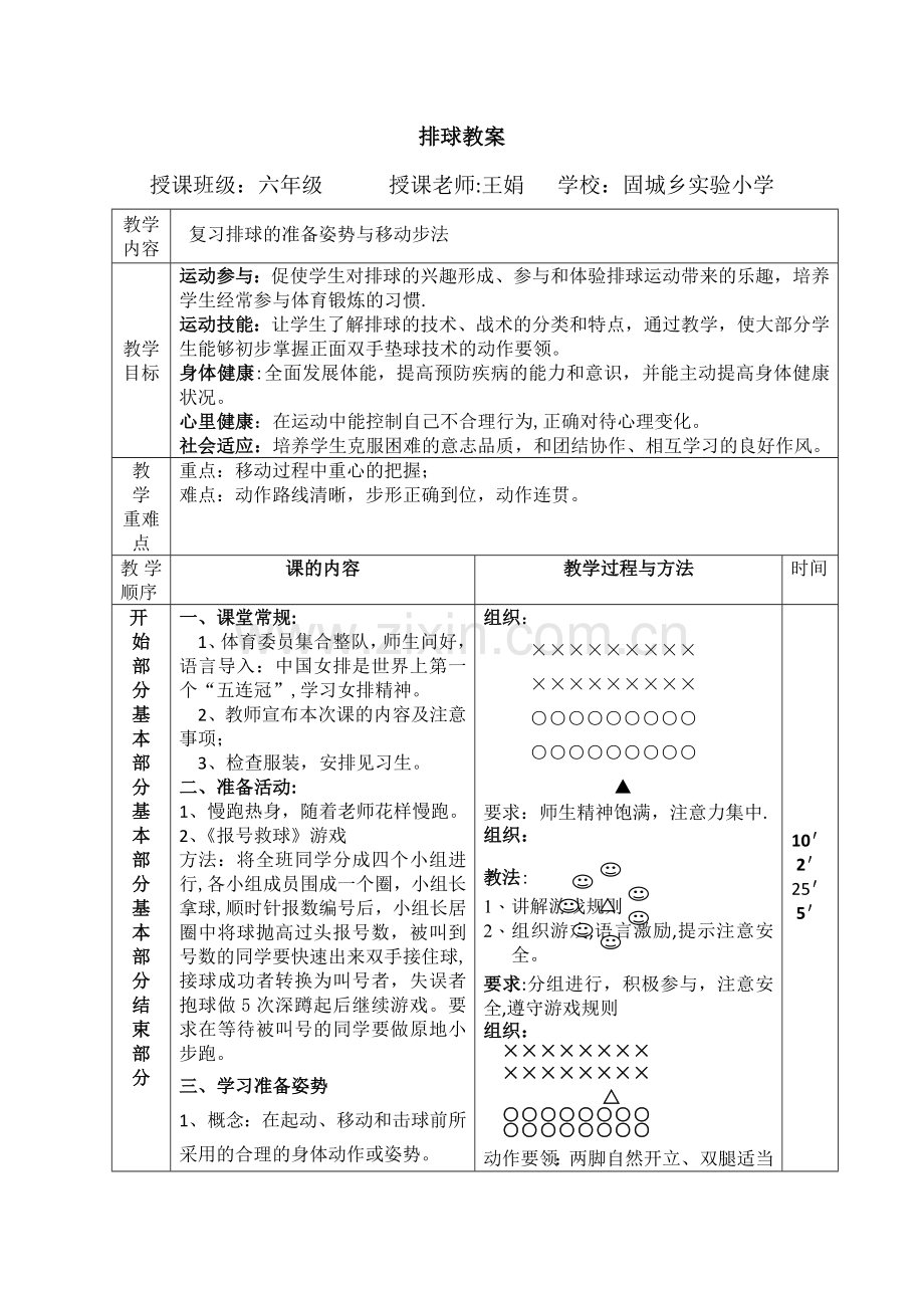 排球准备姿势与移动教案.doc_第1页