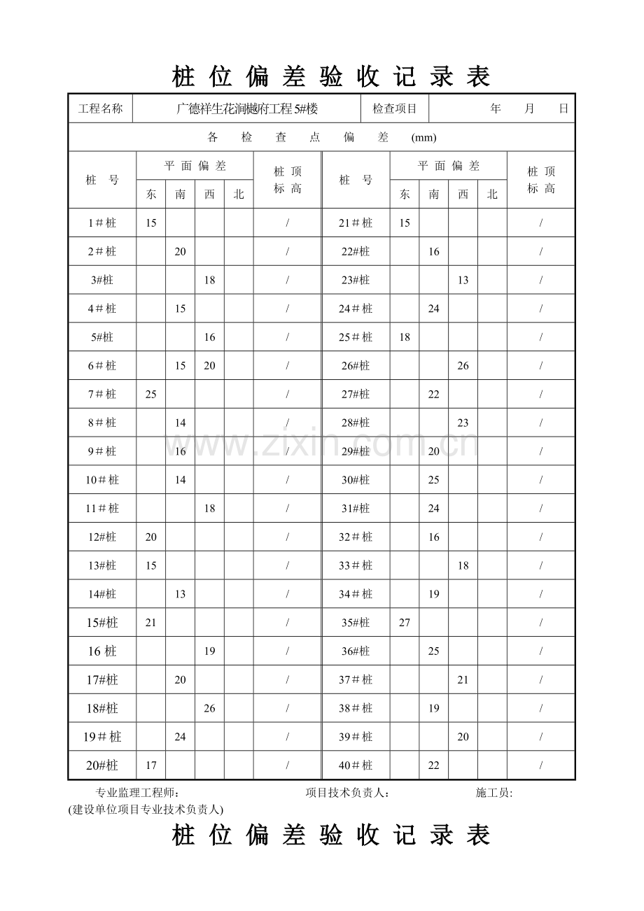 桩位偏差验收记录表74907.doc_第1页