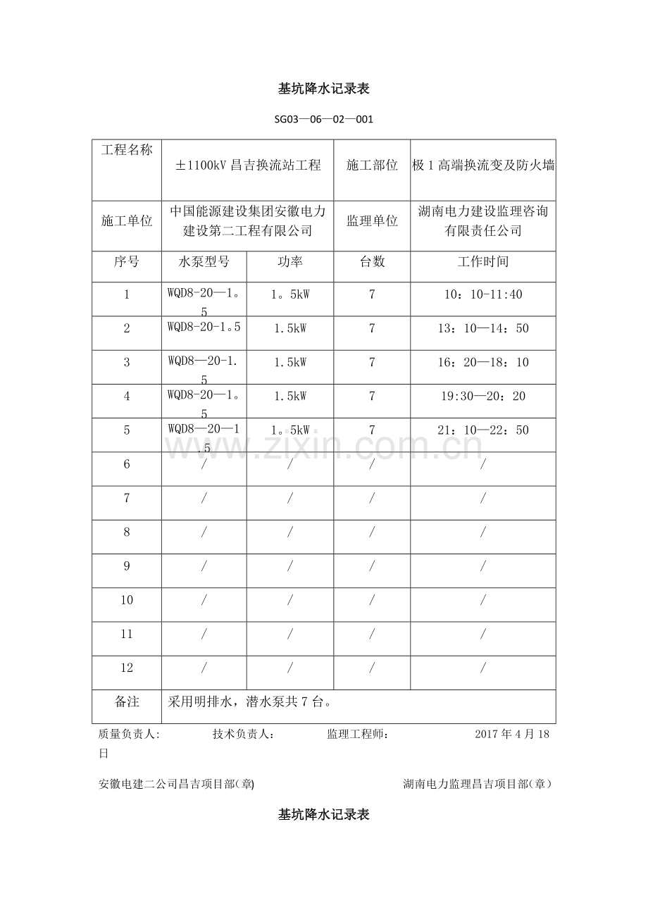 基坑降水记录表1.doc_第1页