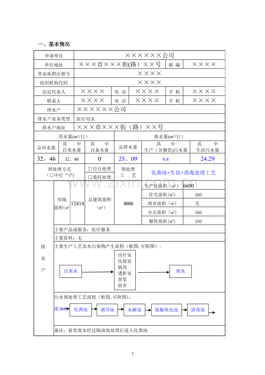 城镇污水排入排水管网许可申请表(样本).doc_第3页