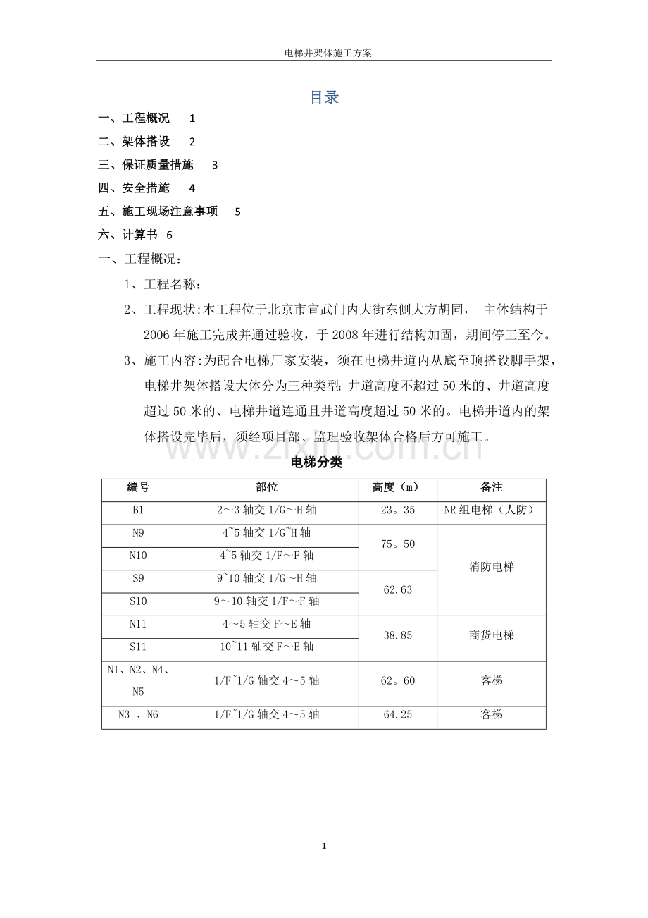 电梯井架体施工方案.doc_第1页