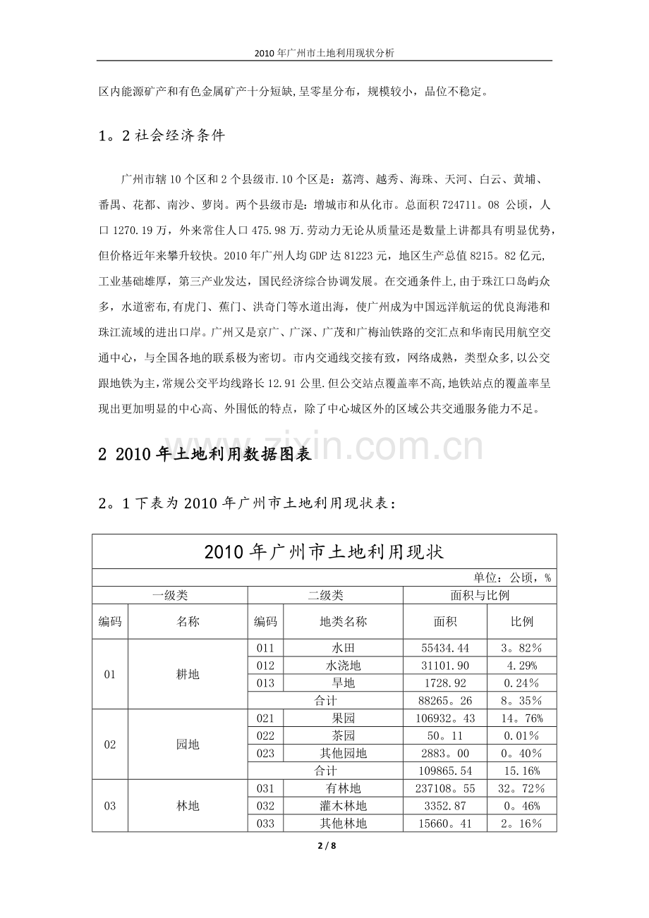 广州市土地利用现状分析(广东工业大学土地资源管理系).doc_第2页