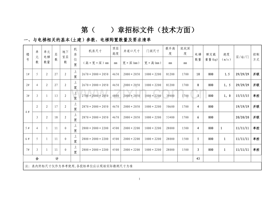 电梯招标文件技术要求.doc_第1页