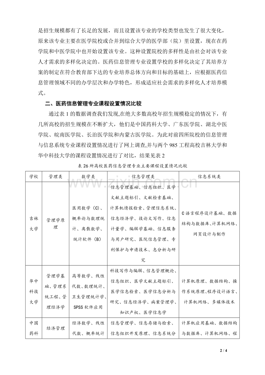 我国医药信息管理专业多样化人才培养模式研究.doc_第2页