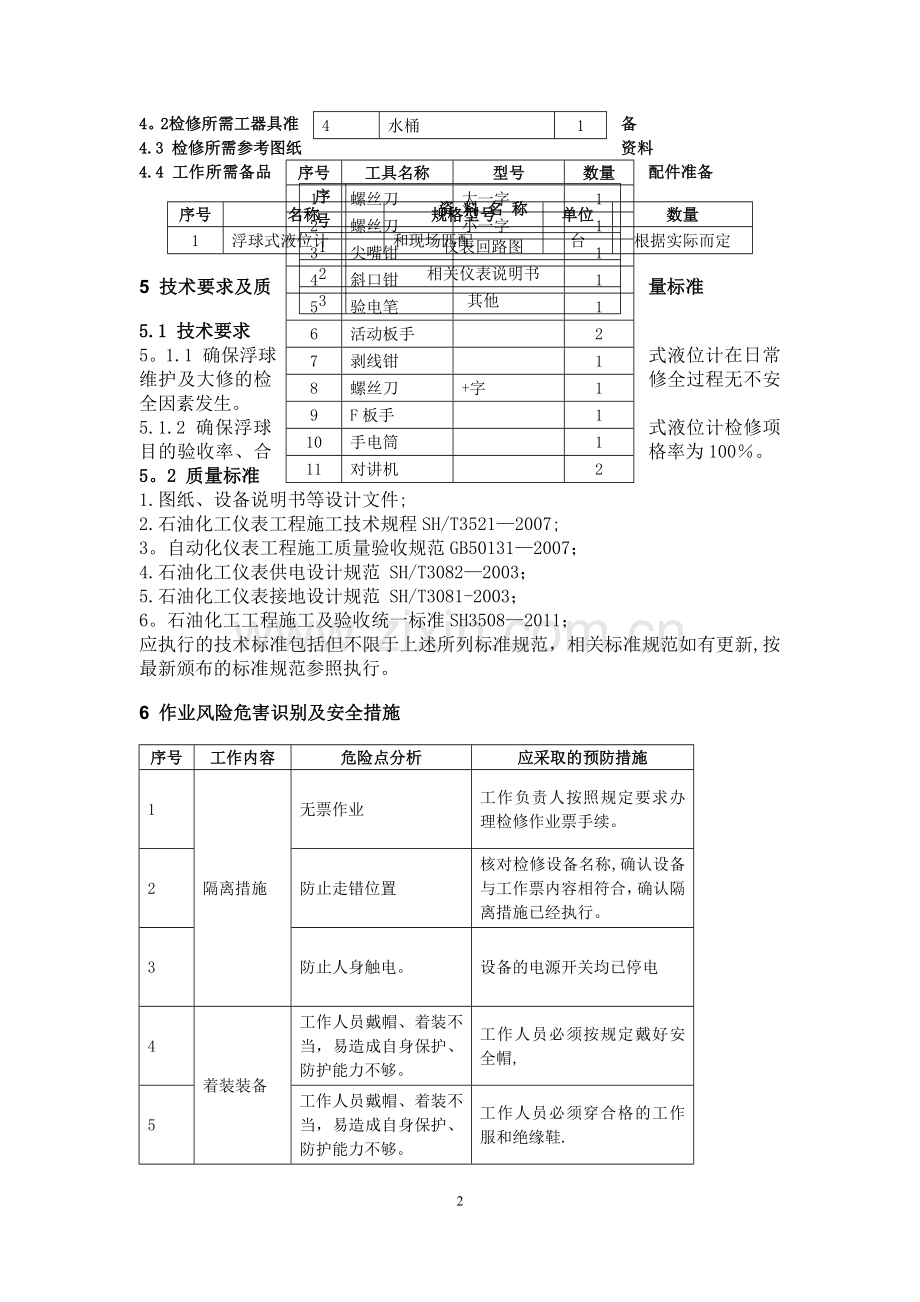 浮球式液位计检维修作业指导书.doc_第2页