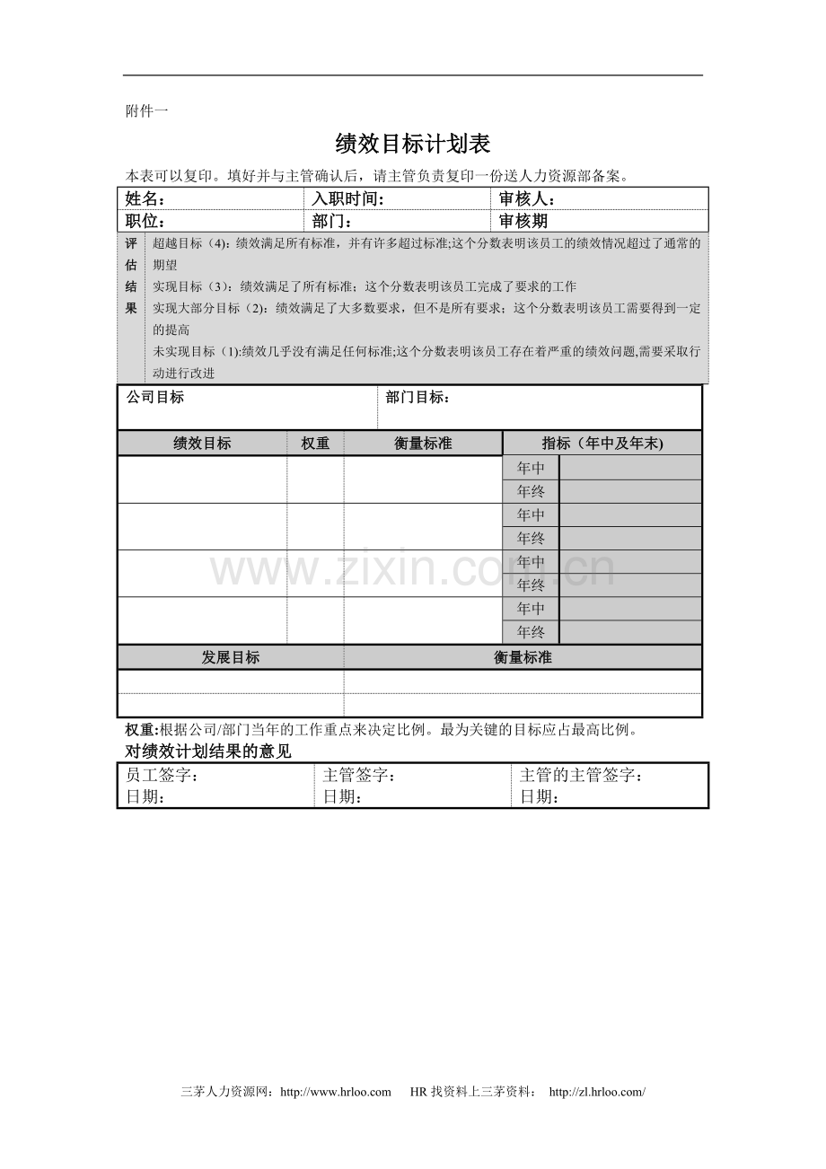 绩效目标计划表.doc_第1页