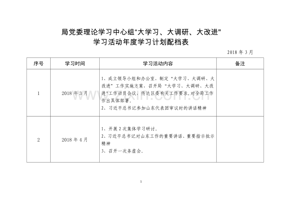 年度学习计划配档表.doc_第1页