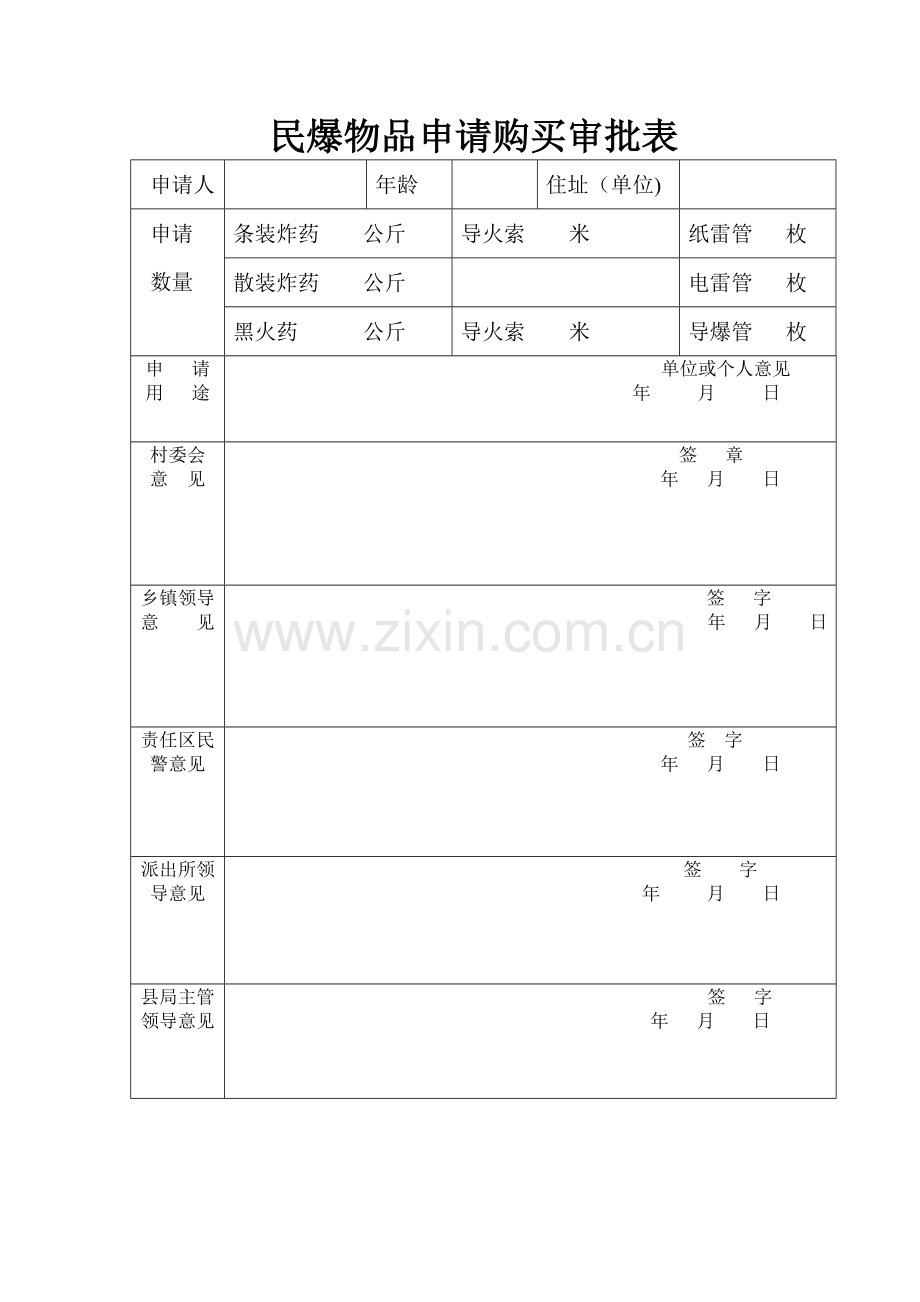 民爆物品申请购买审批表.doc_第1页