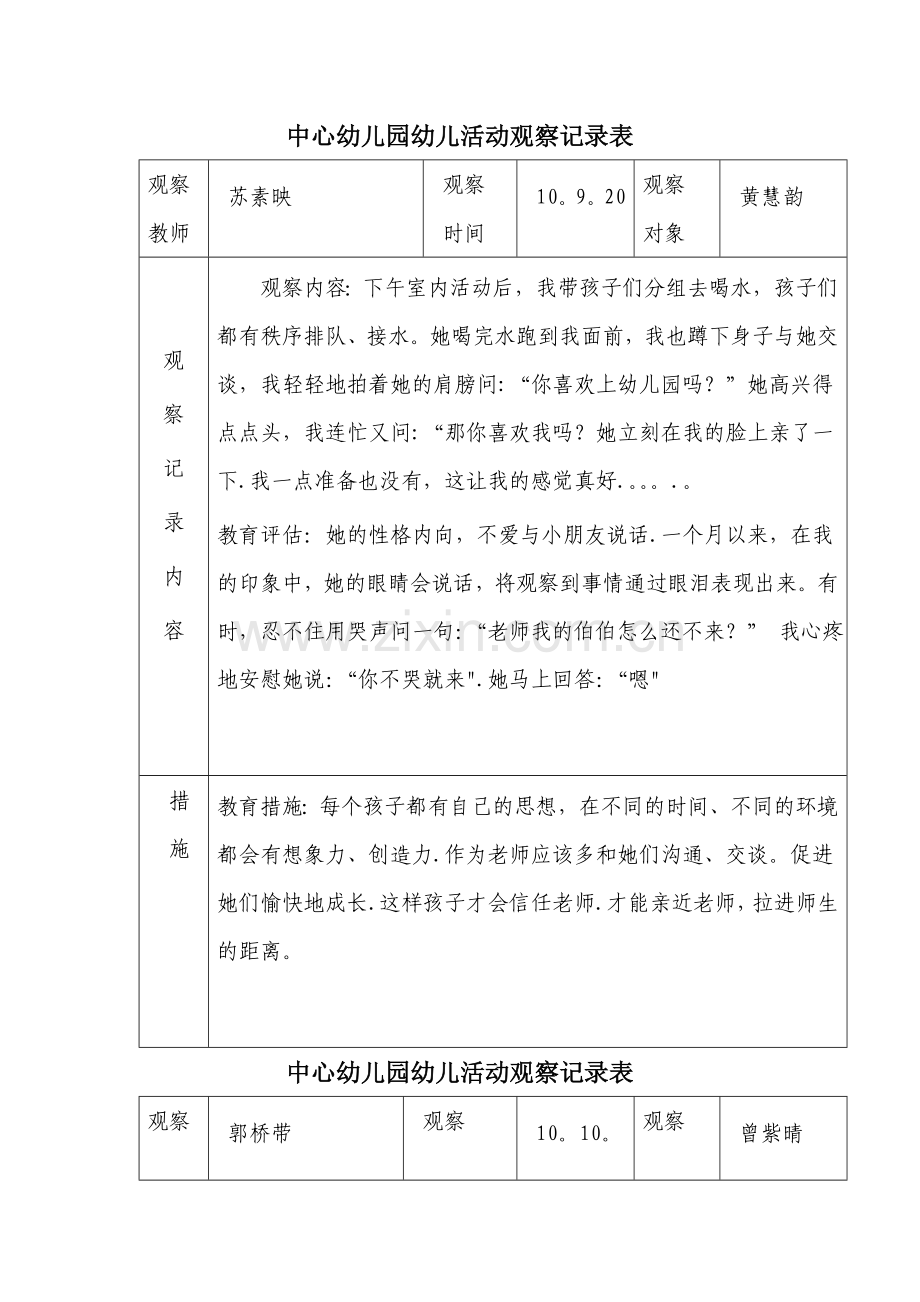 幼儿活动观察记录表-儿童活动观察记录表.doc_第2页