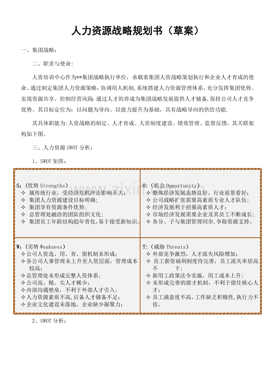 人力资源战略规划书(草案).doc_第1页