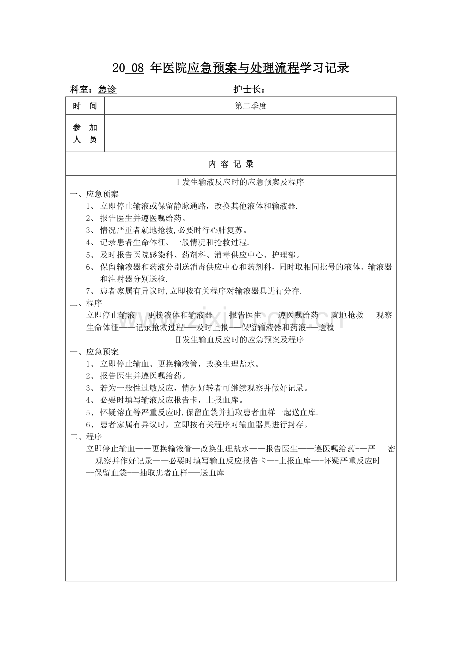 应急预案与处理流程---学习记录-输液反应、输血反应.doc_第1页