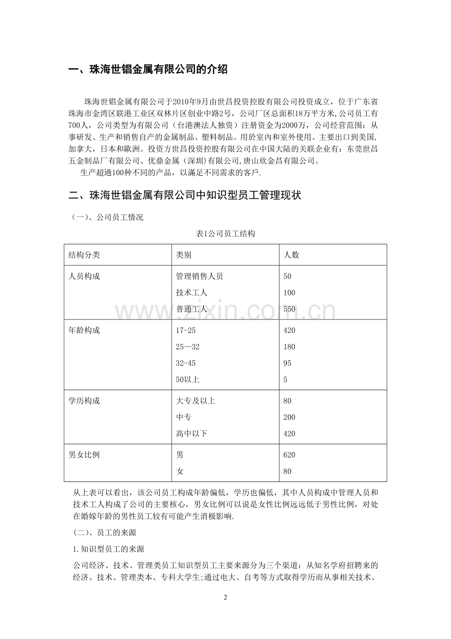 珠海世锠金属有限公司中知识型员工流失问题探讨.doc_第2页