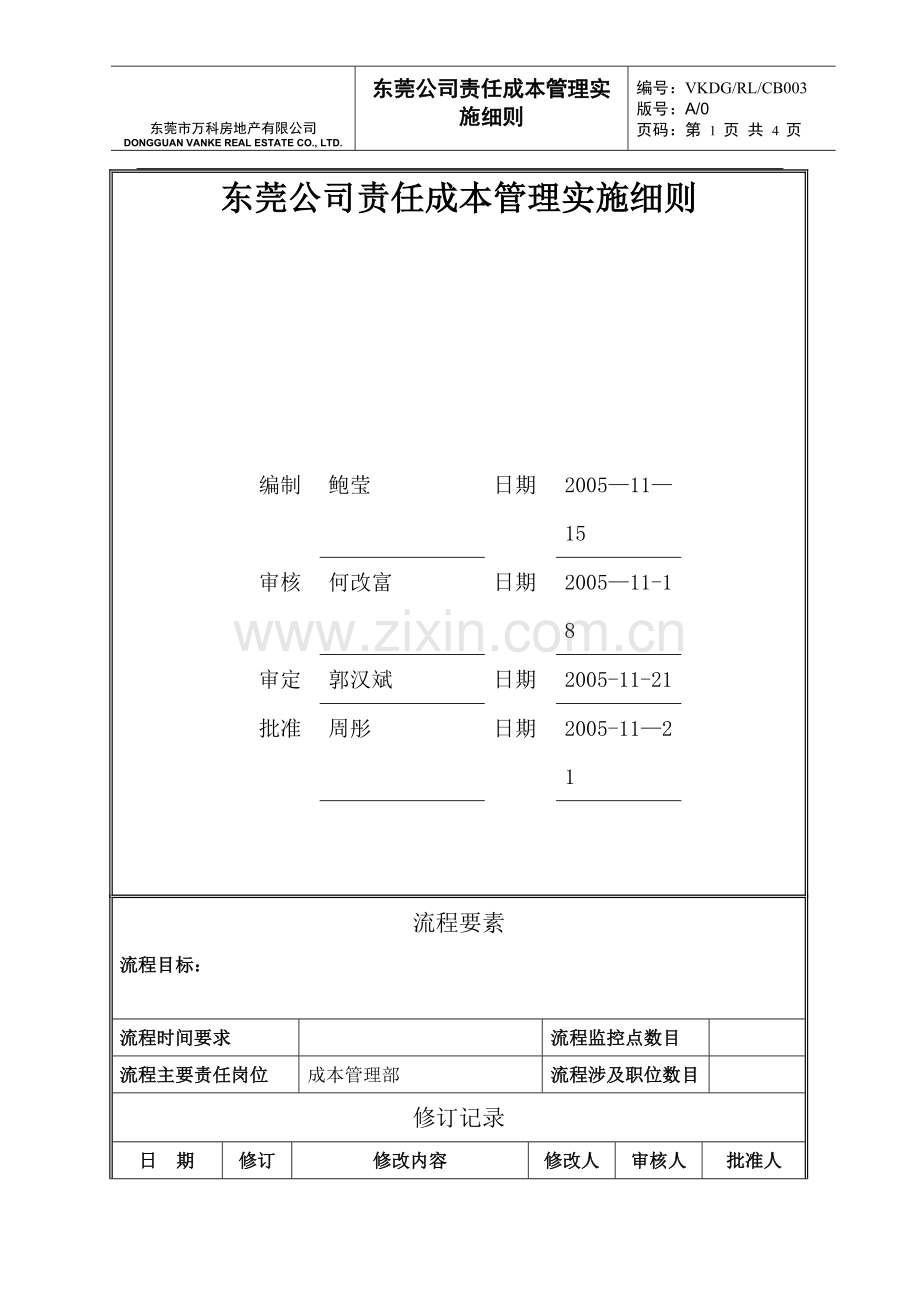 万科责任成本管理实施细则.docx_第1页