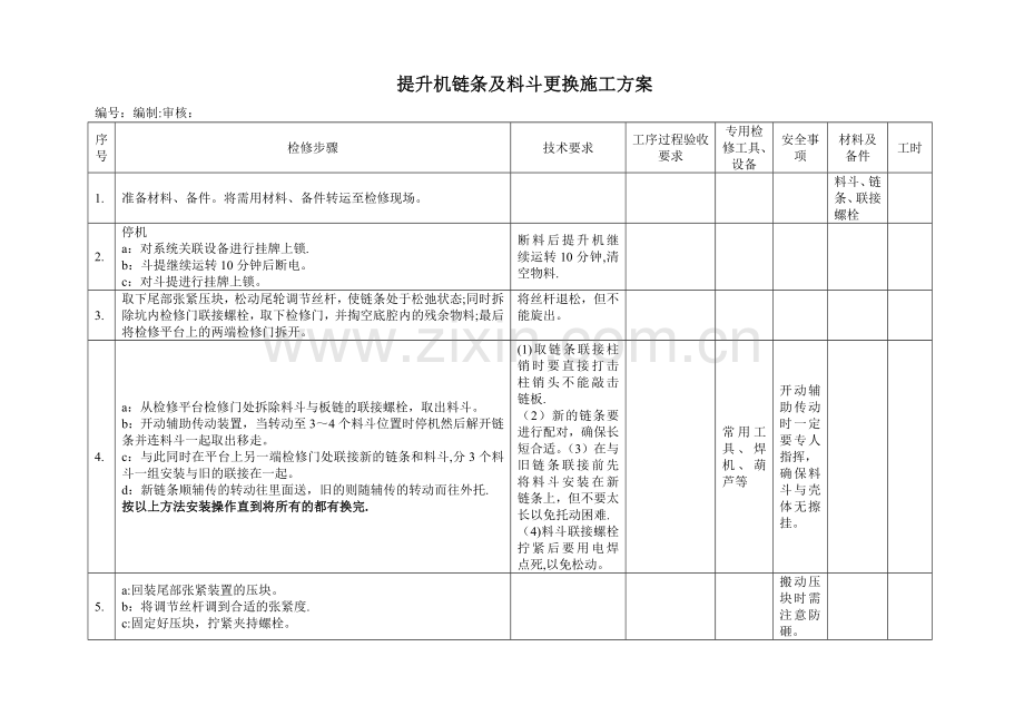 提升机链条及料斗更换施工方案.doc_第1页