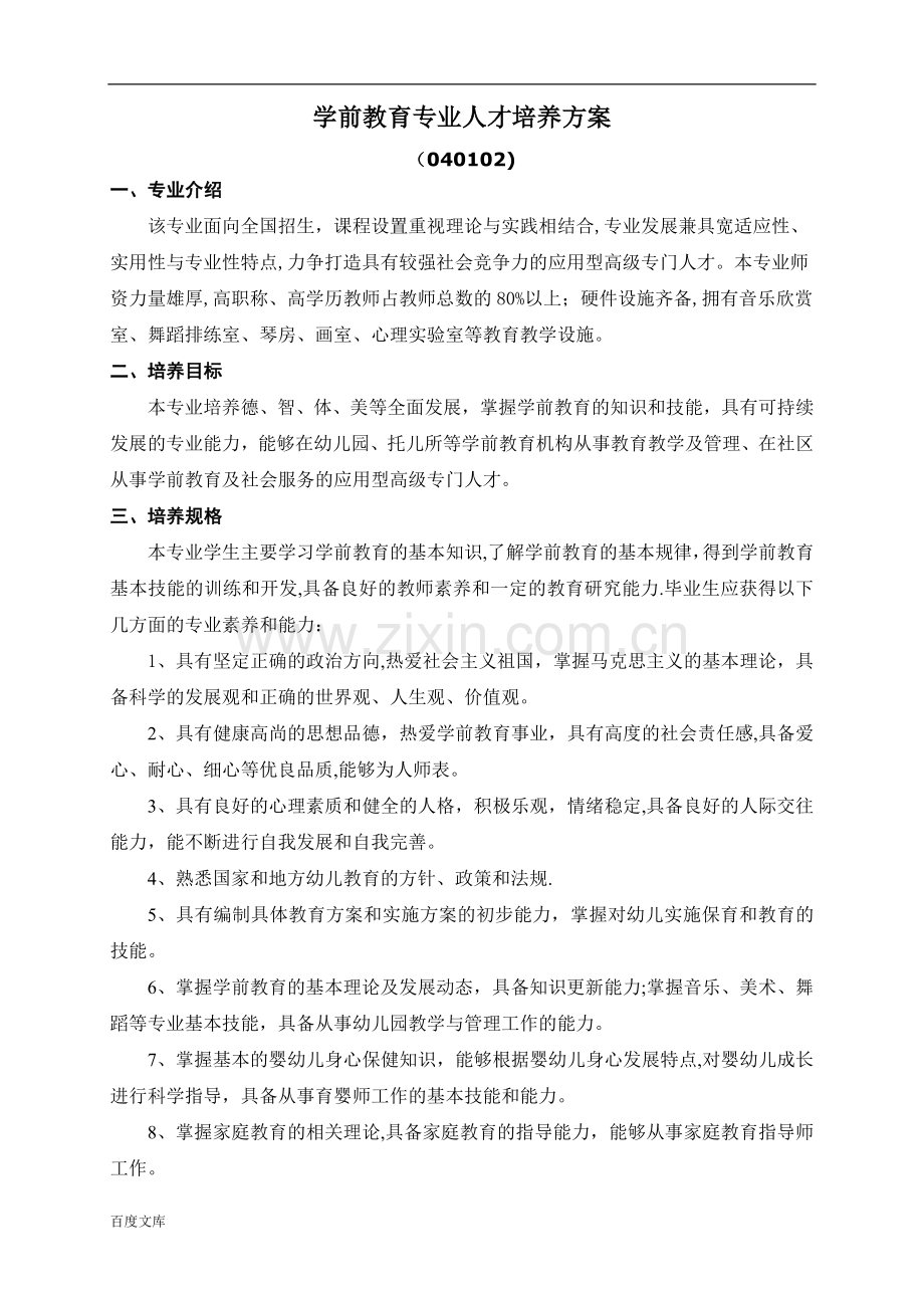 学前教育本科专业人才培养方案.doc_第1页