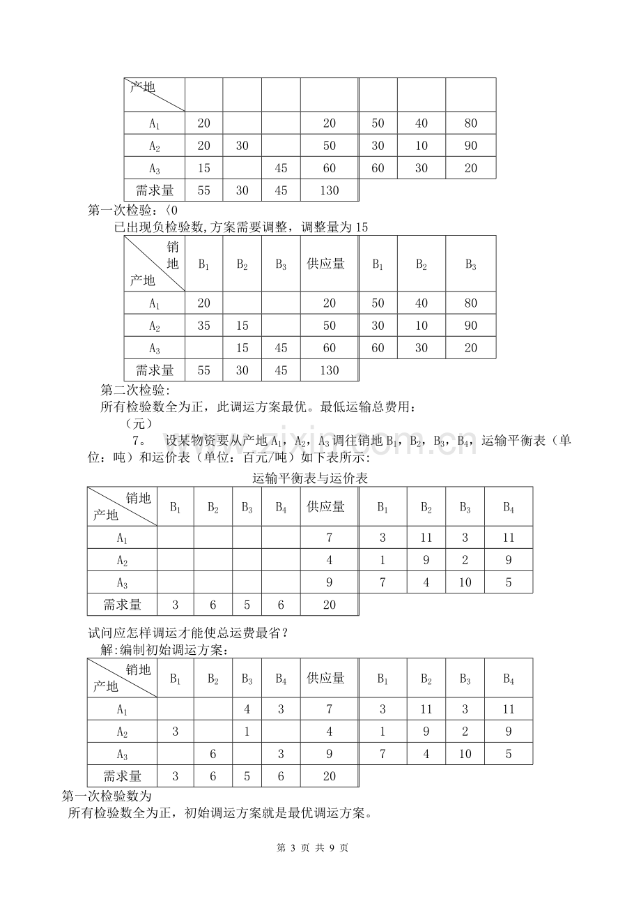 物流管理定量分析方法形成性考核册(第3版)答案.doc_第3页