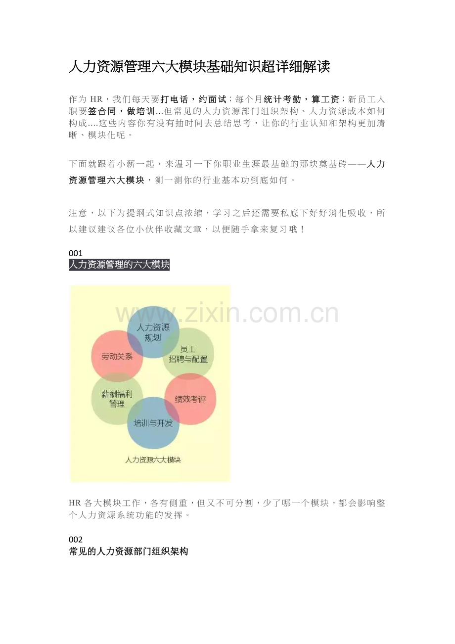 人力资源管理六大模块基础知识超详细解读.doc_第1页