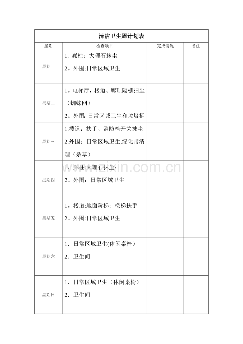 清洁卫生周计划表.doc_第1页