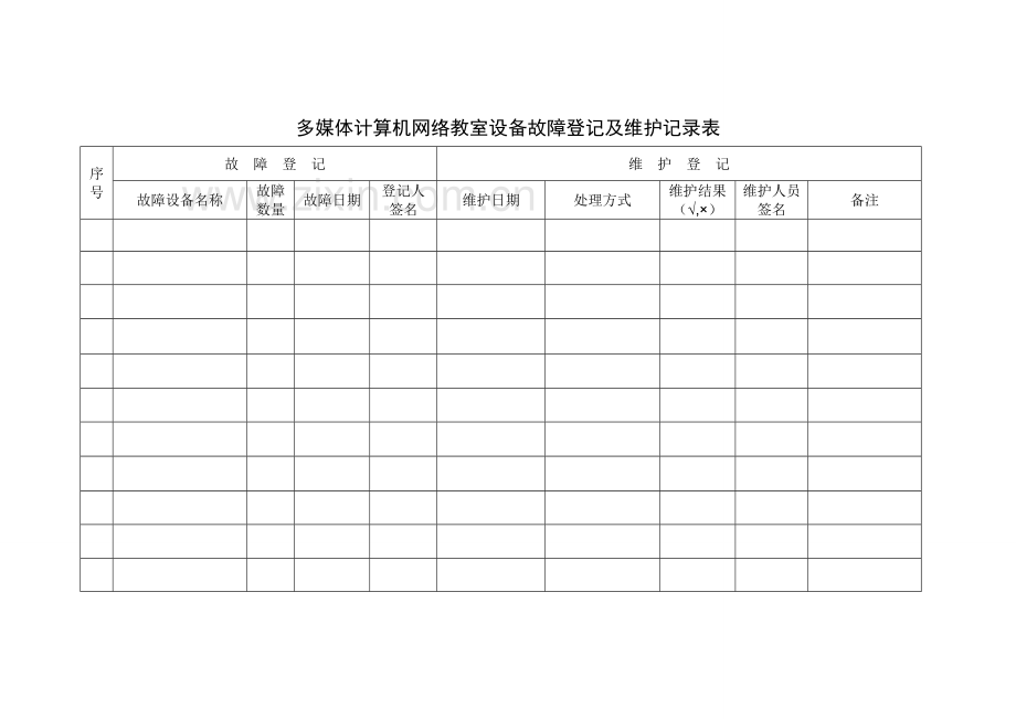 多媒体计算机网络教室设备维护登记表.doc_第2页