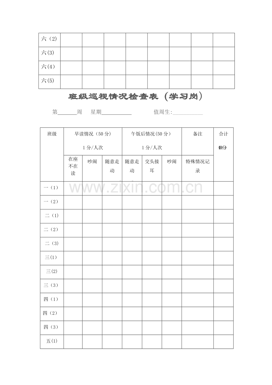 小学学校纪律、卫生检查表.doc_第2页