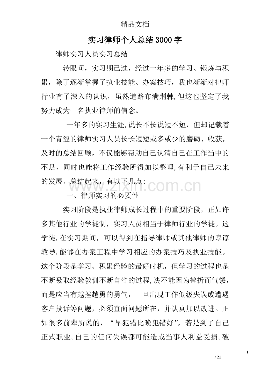 实习律师个人总结3000字.doc_第1页