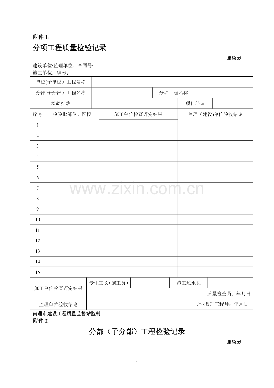 新版市政工程施工与质量验收规范表格(分部分项、观感、质量控制资料等).doc_第1页