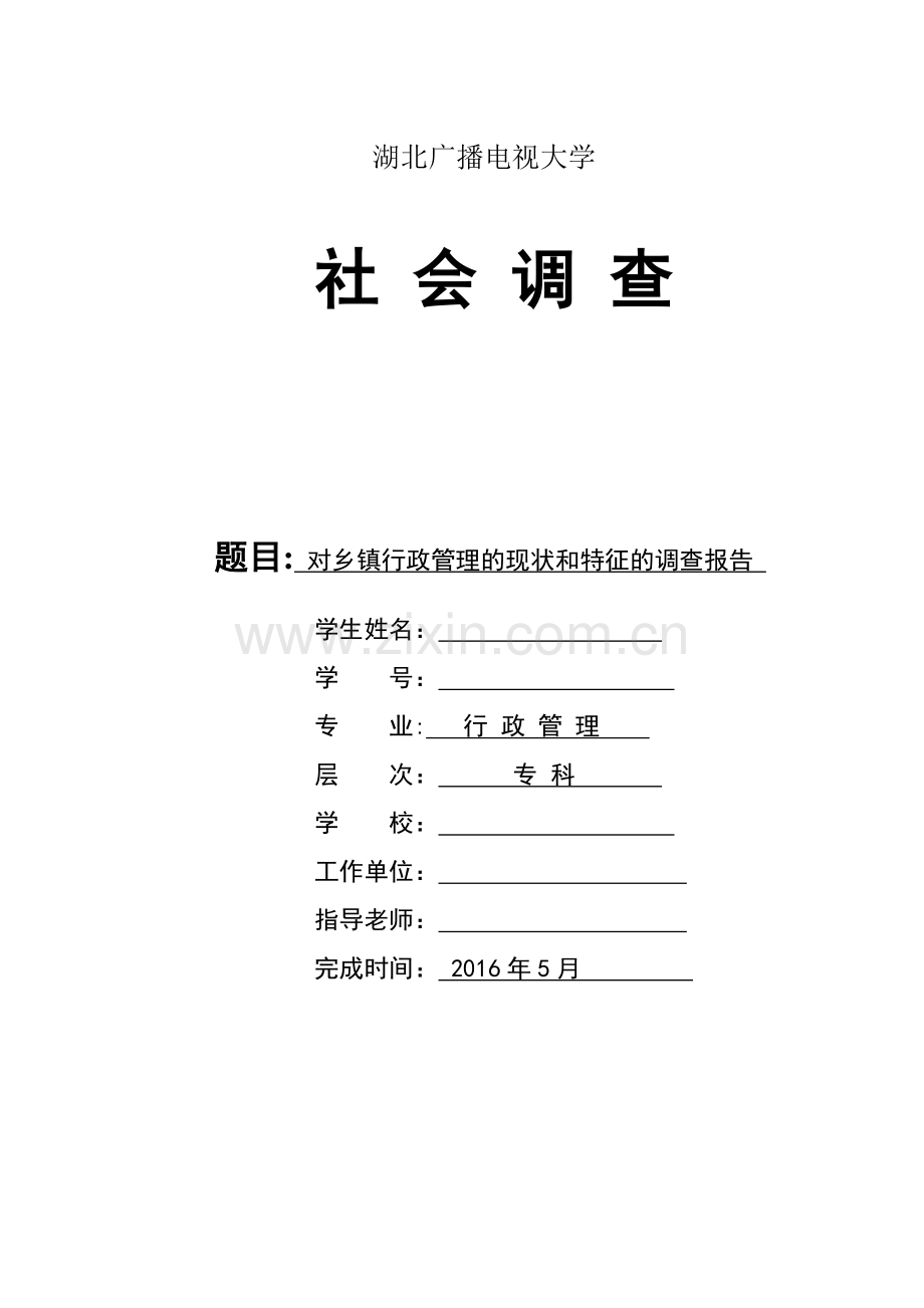 对当前乡镇行政管理的现状和特征的社会调查报告.docx_第1页