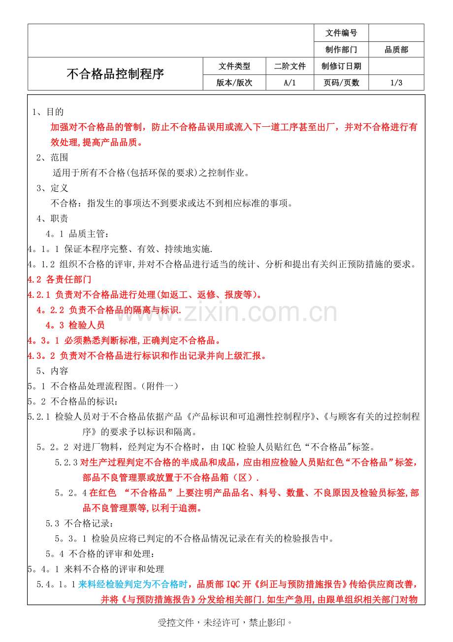 工厂不合格品管理程序.doc_第1页