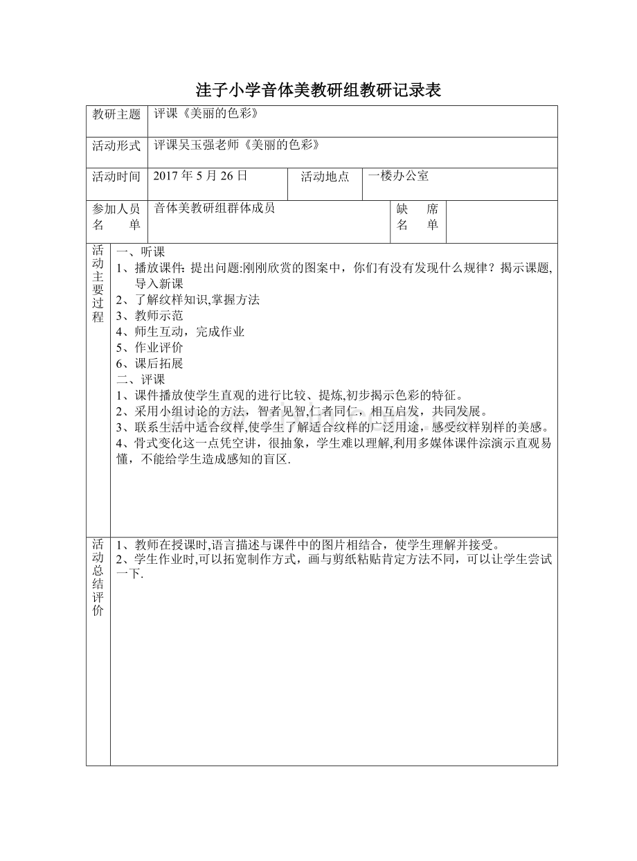 小学美术教研组活动记录表.doc_第1页