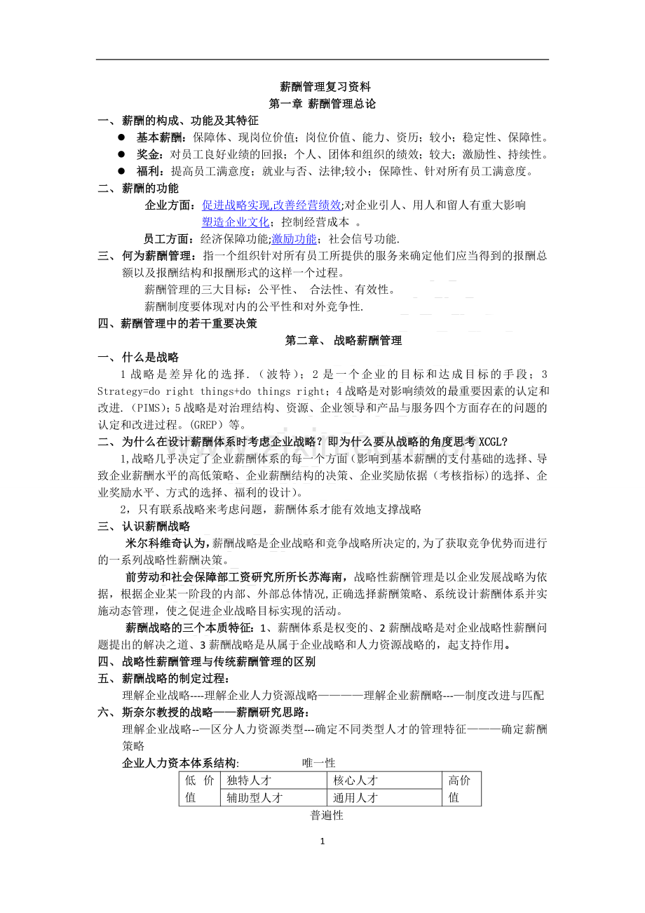 薪酬管理期末考试内容复习.doc_第1页