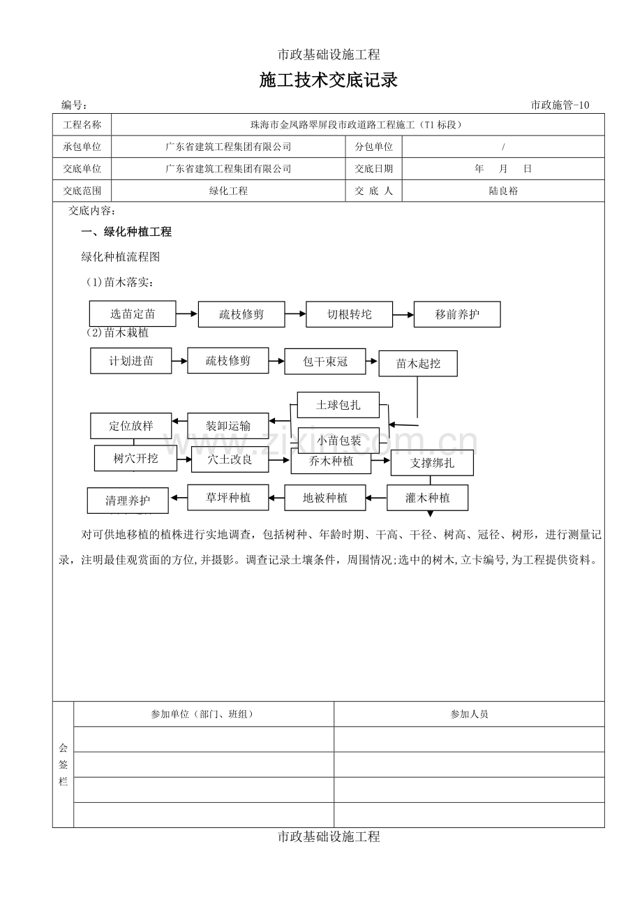 绿化工程施工技术交底记录.doc_第1页