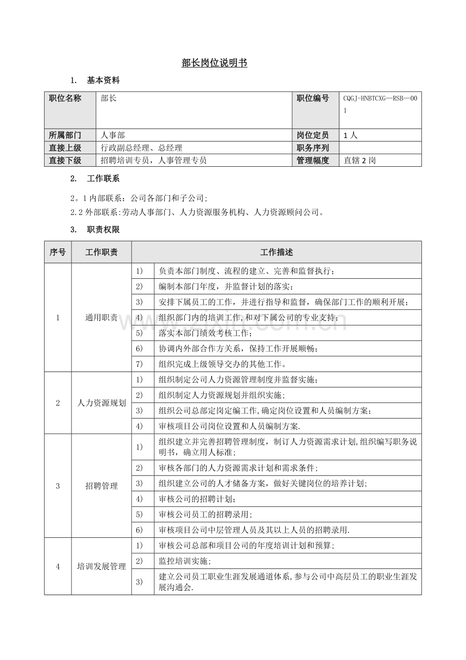 人事部岗位编制及岗位职责.doc_第2页