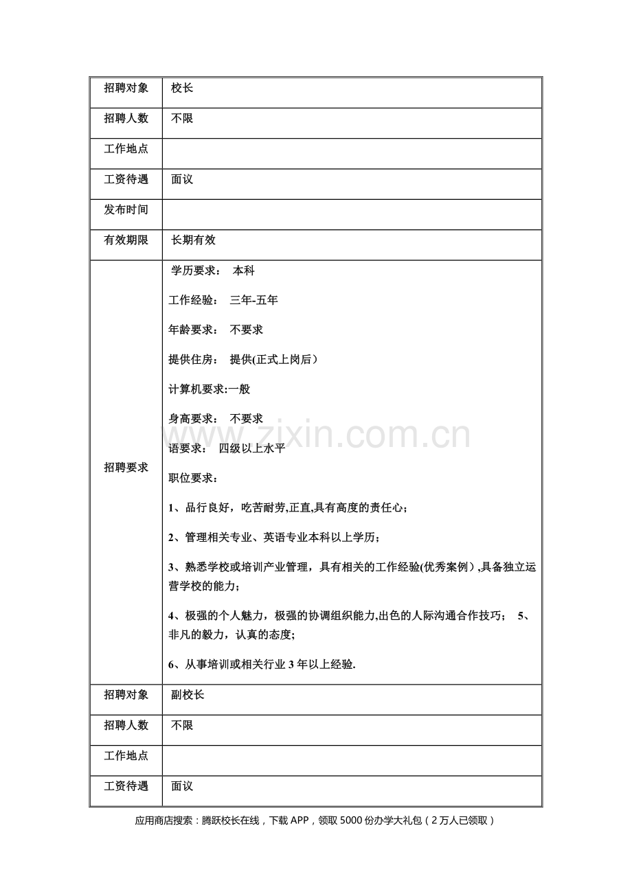 培训机构各岗位招聘标准.doc_第1页