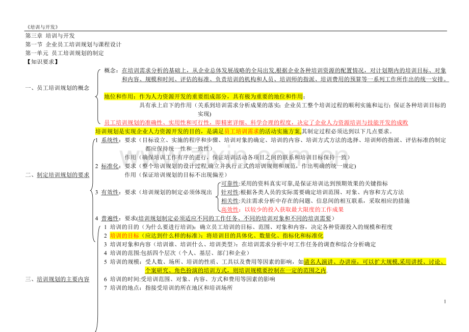 人力资源管理师二级-培训与开发.doc_第1页