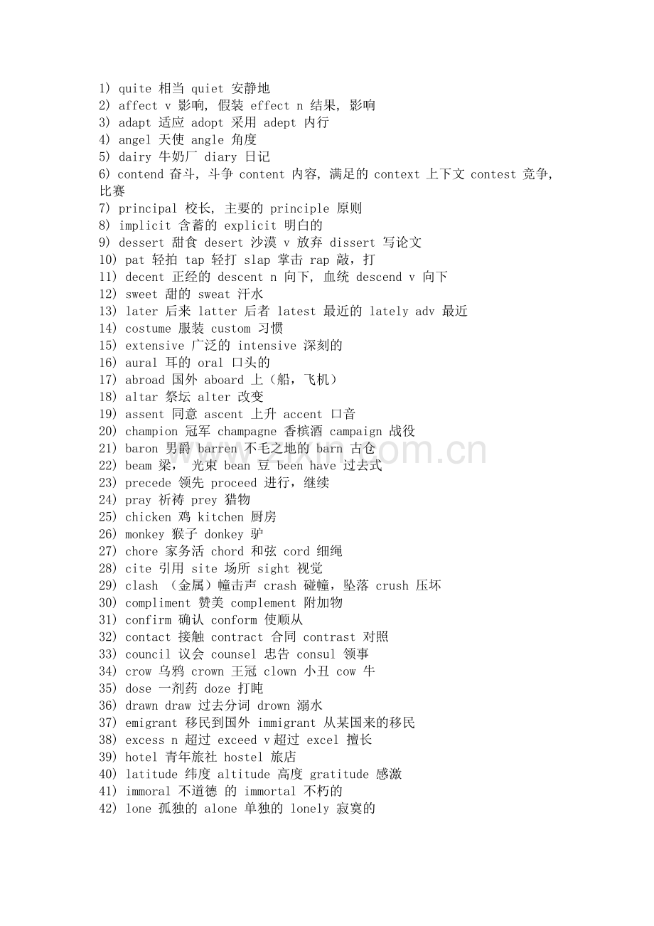 初中英语考试150组易混单词.docx_第1页