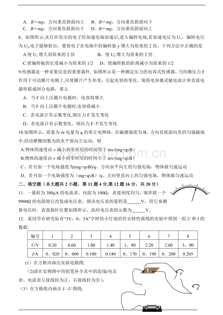 物理选修3-1期末试卷附答案---副本.doc_第2页