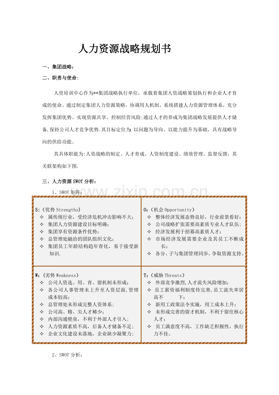 人力资源战略规划书.doc_第1页