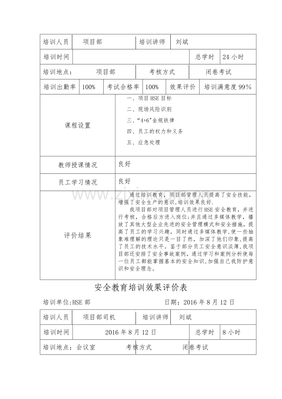 安全教育培训效果评价表.doc_第2页