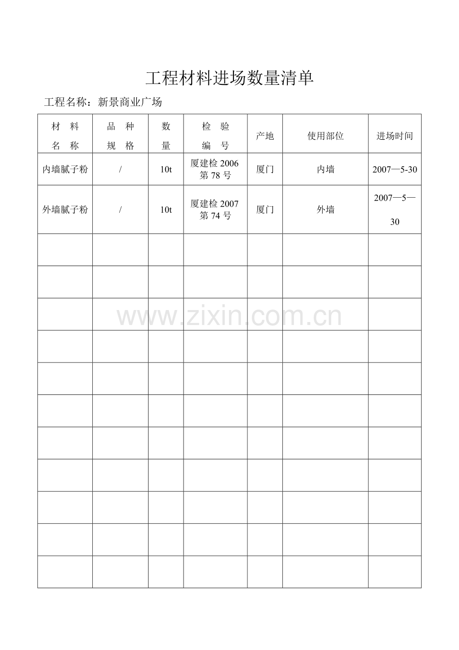 工程材料报审表(腻子粉).doc_第2页