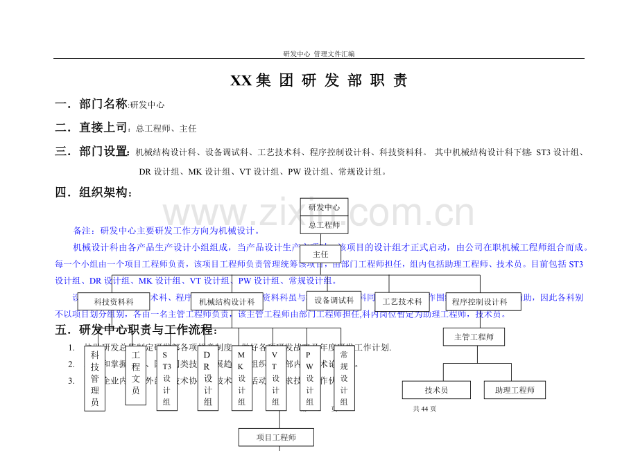 研发部岗位职责说明表.doc_第1页