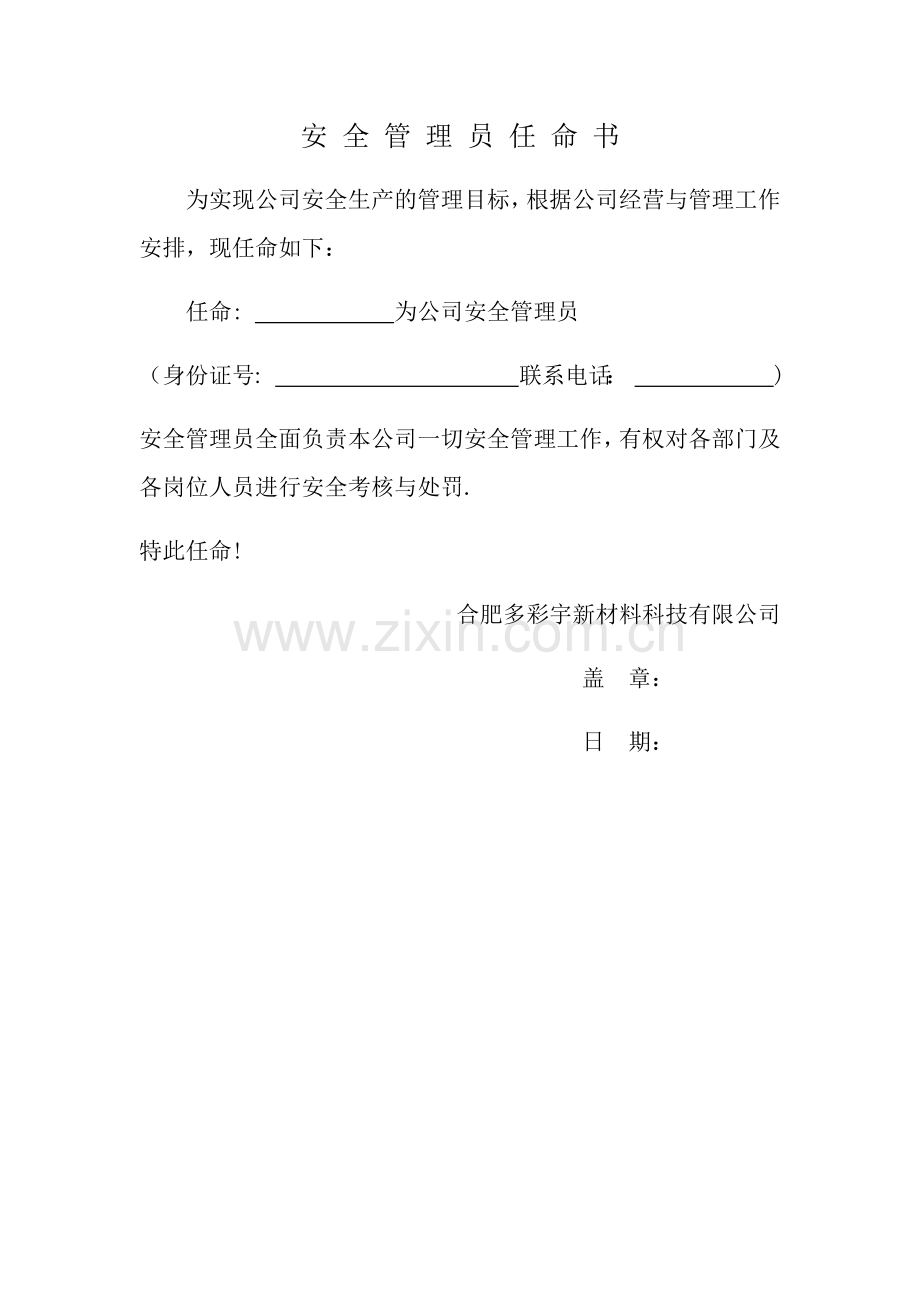 安全管理员任命书.docx_第1页