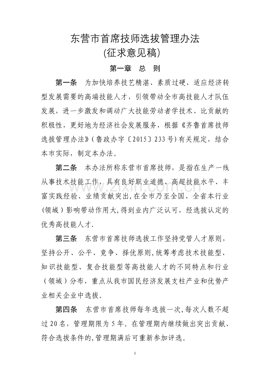 东营首席技师选拔管理办法.doc_第1页