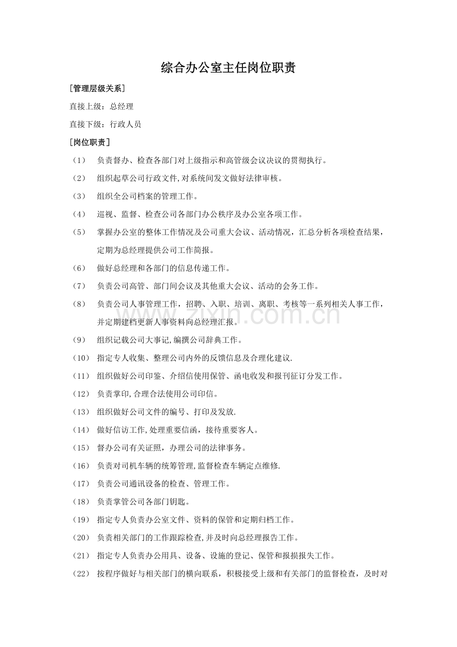 综合办公室主任岗位职责.docx_第1页